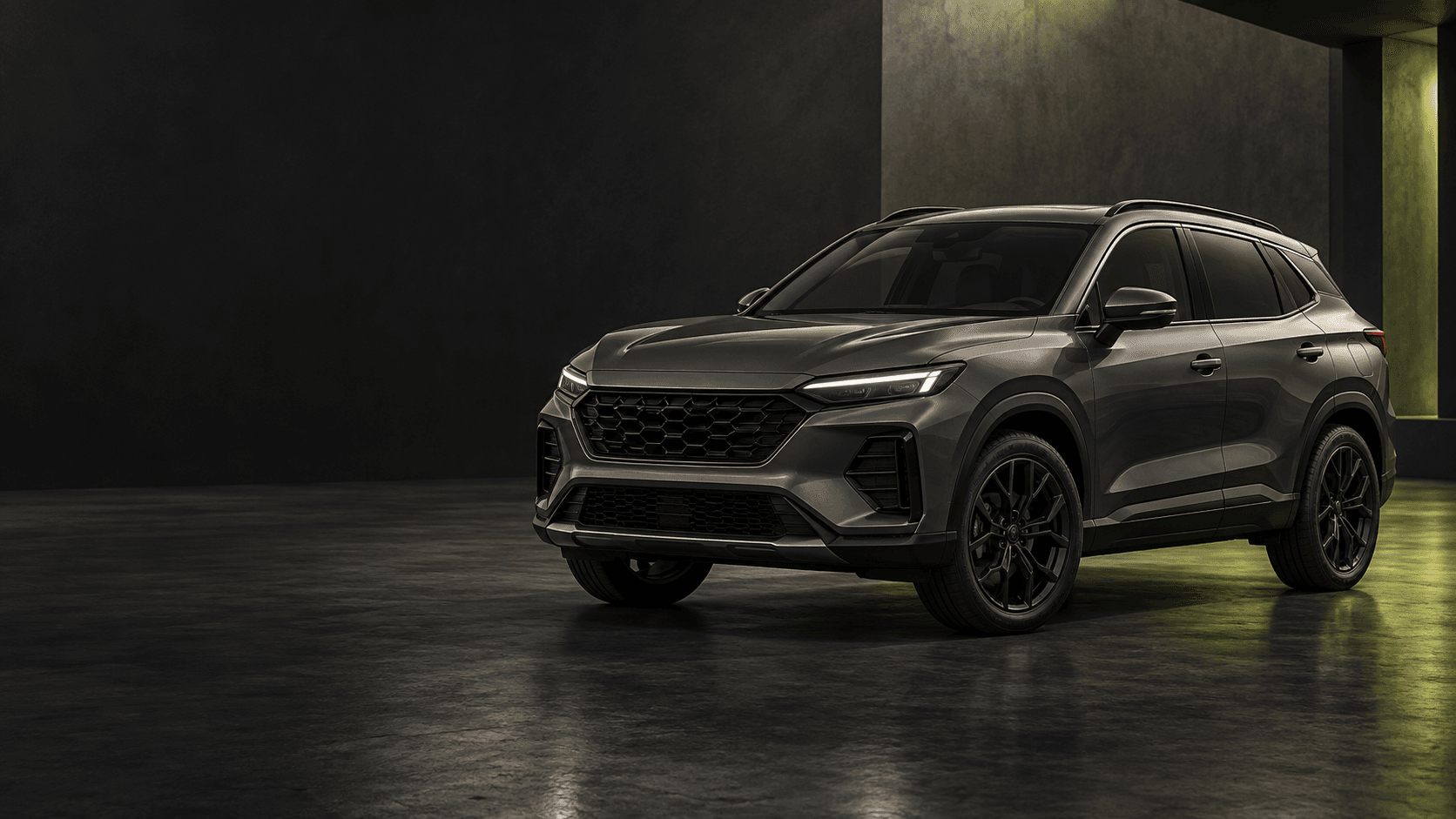 Illustrazione di un SUV in uno studio fotografico